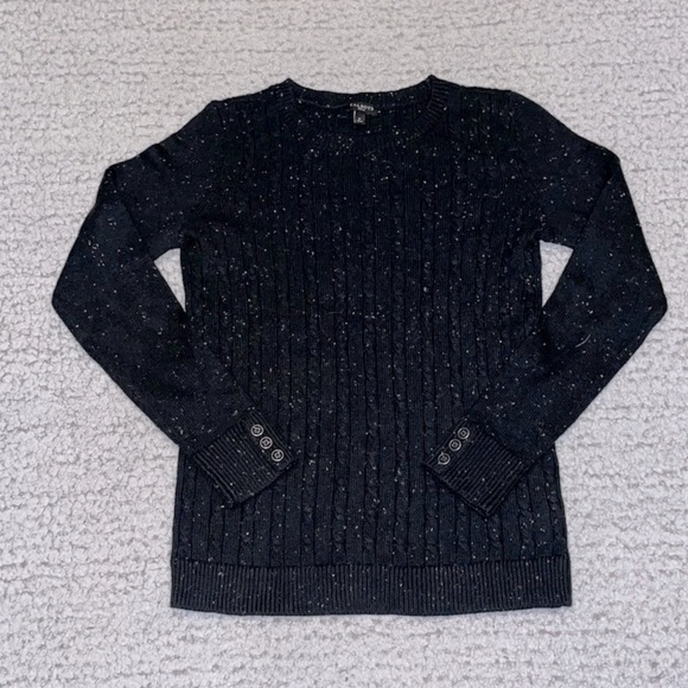 Talbots Black and White Speck Knit Sweater, Size P